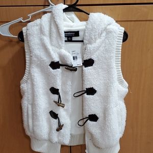 Womens Sherpa White Vest with Closures Size Large